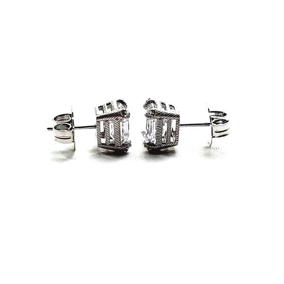 Judith Ripka 925 Sterling Silver CZ Cubic Zirconia Stud Earrings - Picture 4 of 5